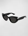 Alexander Mcqueen Sleek Acetate Cat-eye Sunglasses In Black