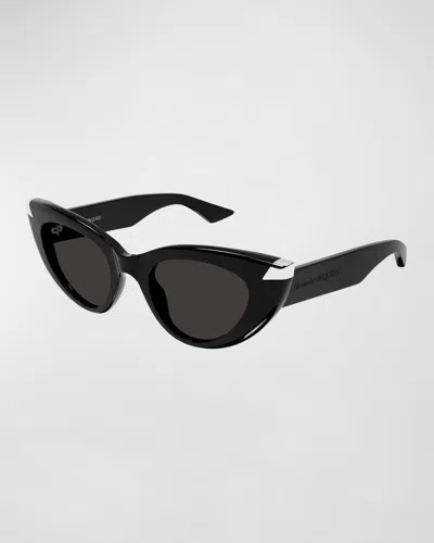 Alexander Mcqueen Sleek Acetate Cat-eye Sunglasses In Black