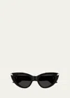 Alexander Mcqueen Sleek Acetate Cat-eye Sunglasses In Shiny Solid Black