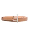 Alexander Mcqueen Beige Leather Belt With Silver Buckle In Brown
