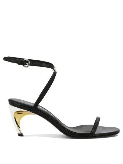 Alexander Mcqueen Sleek Black Leather Sandals For Women From Ss24 Collection
