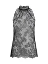 Alexander Mcqueen Sleeveless Black Lace Top In Gray