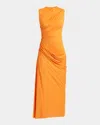 Alexander Mcqueen Asymmetric Gathered Dress In Orange