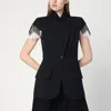 Alexander Mcqueen Alexander Mc Queen Sleeveless Jacket In Black/ivory Spider Web Lace In Black