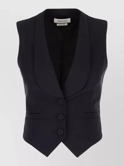 Alexander Mcqueen Sleeveless Jacket Shawl Lapel Welt Pockets In Multi