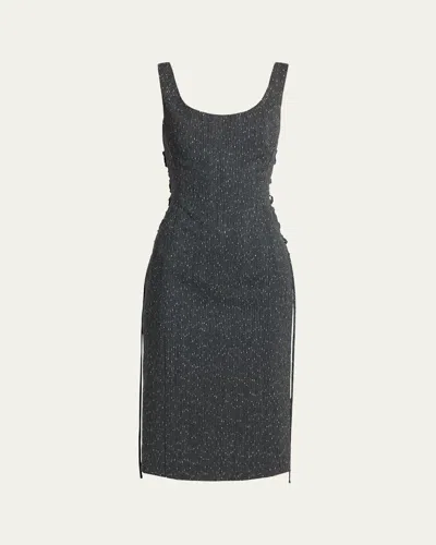 Alexander Mcqueen Sleeveless Laced Sheath Dress In Gray