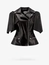 Alexander Mcqueen Women Sleeveless Leather Jacket With Knotted Drapery