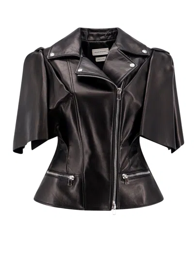 Alexander Mcqueen Leather Jackets In Black