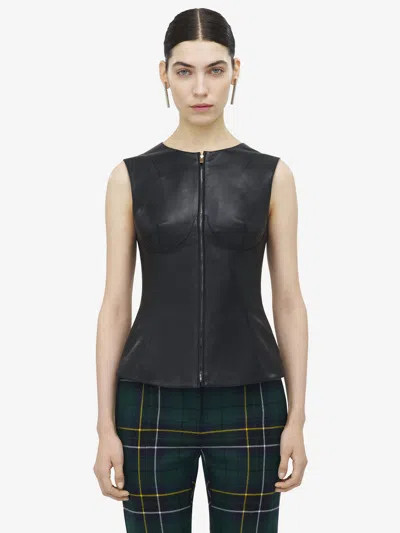 ALEXANDER MCQUEEN SLEEVELESS LEATHER TOP