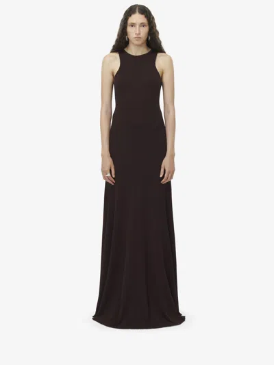 Alexander Mcqueen Sleeveless Long Dress In Brown