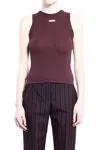 Alexander Mcqueen Logo Plaque Ribbed Tank Top In Red