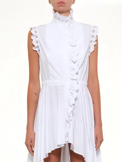 Alexander Mcqueen Sleeveless Ruffle Dress In White