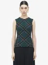 Alexander Mcqueen Sleeveless Wool Tartan Top In Green