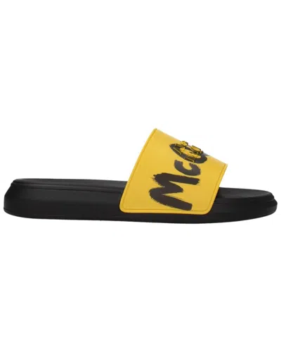 Pre-owned Alexander Mcqueen Slide Men's In Pop Yellow/black