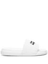 Alexander Mcqueen White Logo Pool Slides In Rubber In White