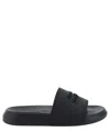 Alexander Mcqueen Logo-patch Open-toe Slides In Black