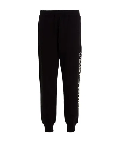 Alexander Mcqueen Logo Cotton Pants In Black