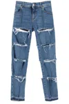 Alexander Mcqueen Distressed Cropped Jeans In Multicolor
