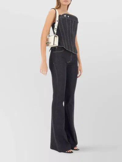 Alexander Mcqueen Slim Fit Strapless Top With Contrast Stitching
