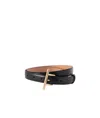 Alexander Mcqueen T-bar Hip Leather Belt In Black