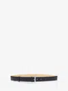 Alexander Mcqueen Silvertone Cross-bar Leather Wide Sling Belt In Black/silver