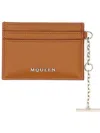 Alexander Mcqueen Chain Attached Crossbody Card Holder In Brown