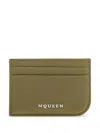 Alexander Mcqueen Sling Zip Leather Cardholder In Green