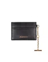 Alexander Mcqueen Sling Card Holder In Black And Gold In Black