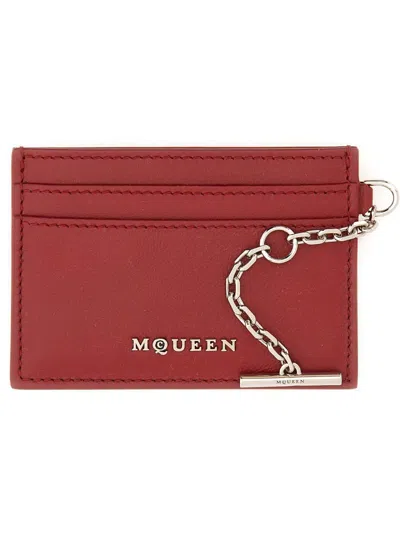 Alexander Mcqueen Sling Card Holder In Red