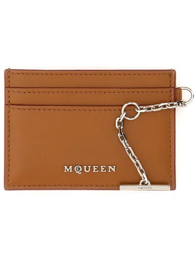 Alexander Mcqueen Sling Card Holder In Sand