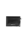 Alexander Mcqueen Sling Chain Crackled Leather Card Holder In Black