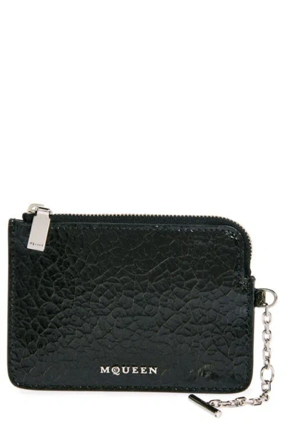 Alexander Mcqueen Sling Coin Pouch In Black/caramel/silver