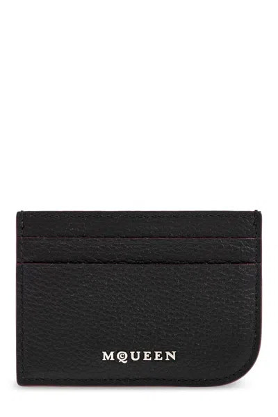 Alexander Mcqueen Sling Logo Plaque Card Holder In Black