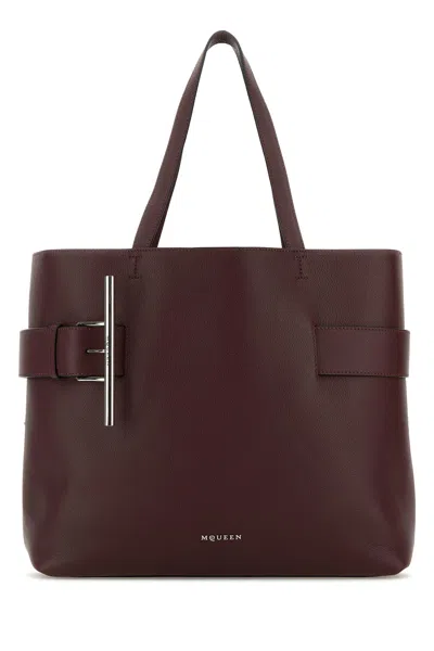 ALEXANDER MCQUEEN ALEXANDER MCQUEEN TYRIAN PURPLE LEATHER T-BAR SHOPPING BAG
