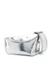 Alexander Mcqueen Sling T-bar Asimmetric Crossbody Bag In Silver