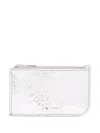 Alexander Mcqueen Leather Zip-up Sling Card Holder In Grey