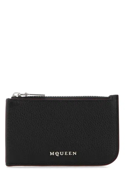 Alexander Mcqueen Sling Zip Card Case In Black