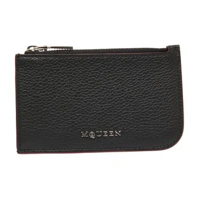 Alexander Mcqueen Sling Zip Card Case In Black