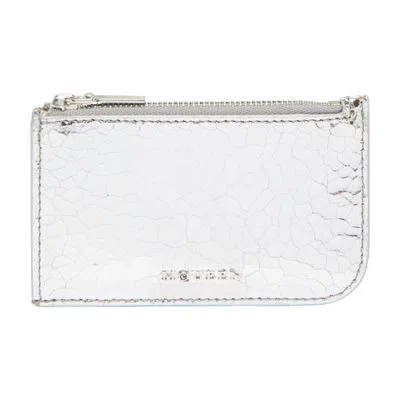 Alexander Mcqueen Sling Zip Card Case In Silver