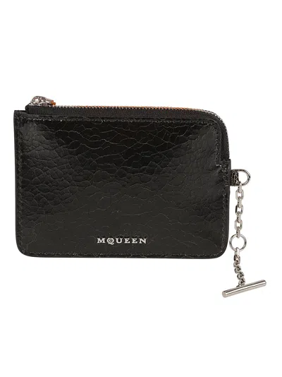Alexander Mcqueen Sling Zip Coin Clutch In Black
