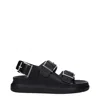Alexander Mcqueen Black Slide Sandals With Embossed Logo In Leather Man