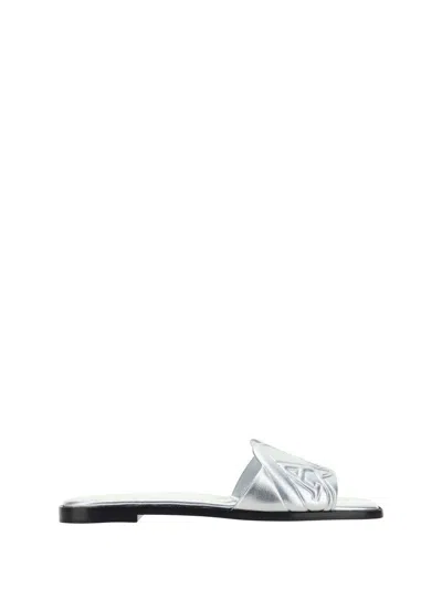 Alexander Mcqueen Slippers In Silver