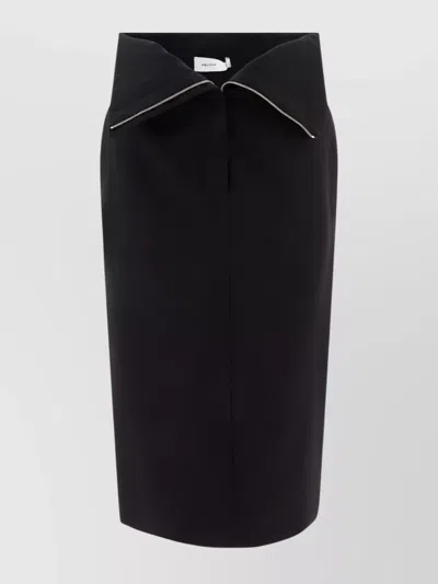 Alexander Mcqueen Slit Back Pocket Button High Waist In Black