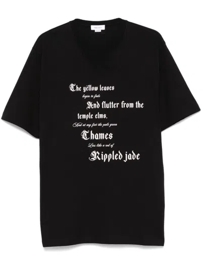 Alexander Mcqueen Black And Ivory Graphic Cotton T-shirt In Nero E Avorio