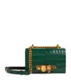 Alexander Mcqueen Mini Jeweled Croc Embossed Shoulder Bag In Green