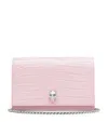 Alexander Mcqueen Small Croc-embossed Skull Cross-body Bag In Pink