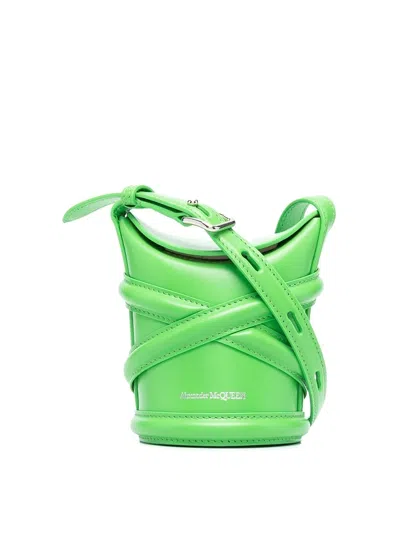 Alexander Mcqueen The Curve Embossed Cylindrical Shoulder Bag In Green