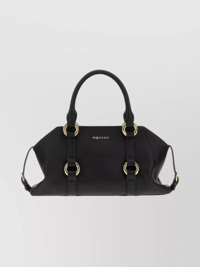 Alexander Mcqueen Small Farringdon Handbag Shoulder Strap In Black