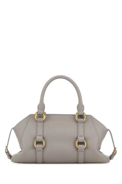 Alexander Mcqueen Small Farringdon Leather Handbag With Golden Metal Hardware In White
