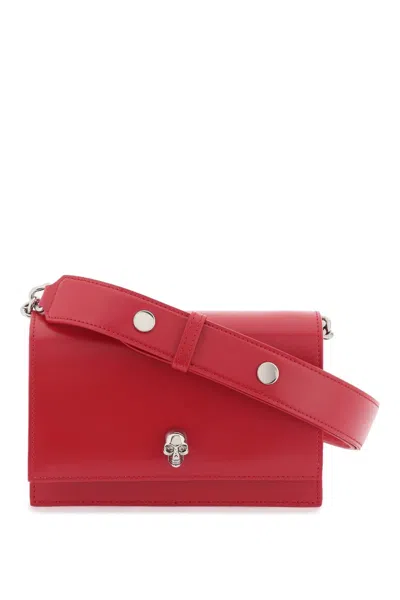 Alexander Mcqueen Small Skull Leather Shoulder Bag In Red